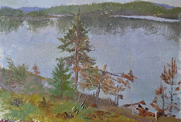 Якимварский залив. Медиум: картон, масло. 25 x 36,5 см, 2022 г./ Yakimvarsky Bay. Medium: cardboard, oil. 25 x 36.5 cm, 2022