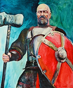 Древний воин / Ancient warrior/ 50x60 акварель, акварельная бумага / watercolor, watercolor paper/ 2021