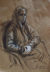 Наташа. Медиумы: бумага, сепия, мел. 
30х21 см, 2022 г./ Natasha. Medium: paper, sepia, chalk. 30x21 cm, 2022